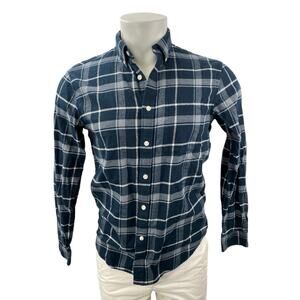 Club Monaco Men's Blue Slim Fit Long Sleeve Plaid Button Down Shirt Top Size S